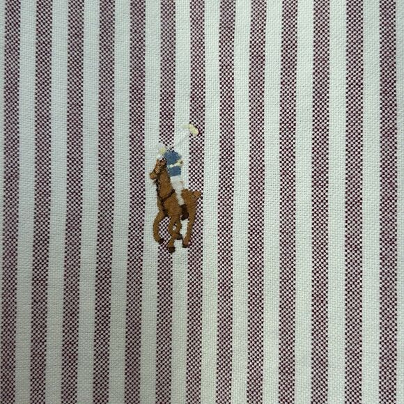 Ralph Lauren Oxford Button Up Shirt Mens Sz XLT Purple White Stripe Flesh Pony - Picture 5 of 12